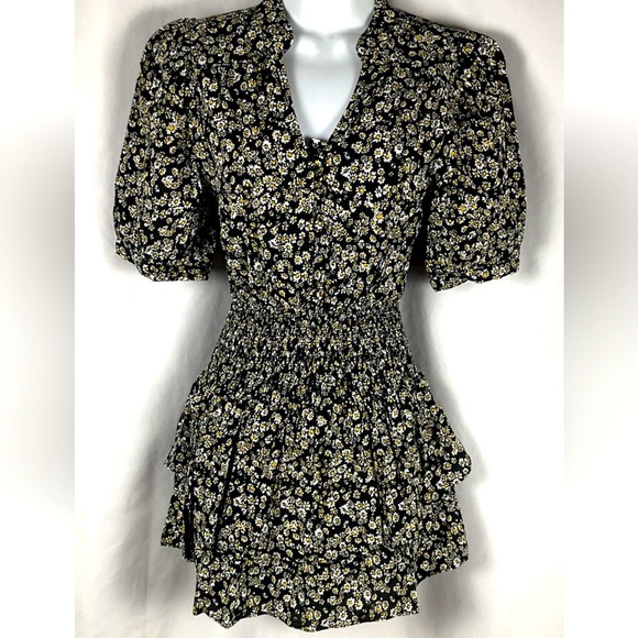 Aqua Bloomingdale’s Exclusive Women’s Size XS Daisy Floral Tiered Mini - Picture 1 of 9